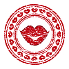 Vector clipart: red grunge rubber stamp with lips isola