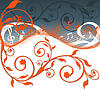 Vector clipart: music background with notes and flowers