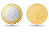 Vektor Cliparts: 1 EUR und Dollar-Münzen