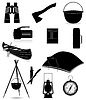 Vector clipart: set icons items for outdoor recreation black