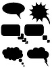 Vector clipart: set icons speech bubbles dreams black silhouette