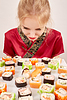 Mädchen mit Sushi | Stock Foto