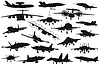 Vector clipart: Military aircrafts set