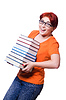 Alumna con libros | Foto de stock