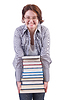 Alumna con libros | Foto de stock