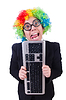 Funny clown with keyboard | Stock Foto