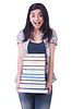 Alumna con libros | Foto de stock