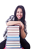 Alumna con libros | Foto de stock