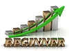 BEGINNER- Inschrift des goldenen Buchstaben und Grafik | Stock Illustration