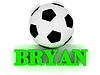 Photo 300 DPI: BRYAN bright volume letter word, football big ball
