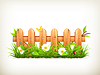Vector clipart: Spring grass and wooden fence