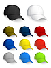 Vector clipart: Set of Baseball caps, on white