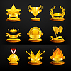 Vector clipart: Gold awards, set on black