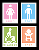 Vector clipart: Toilet colored stickers