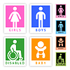 Vector clipart: Toilet colored stickers, new set