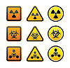 Vector clipart: Set hazard warning radiation symbols