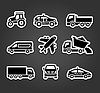 Vector clipart: Set of sticky stickers, transport icons