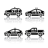 Vector clipart: Set of transport icons - Police cars