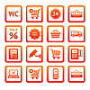 Vector clipart: Set pictograms supermarket services, Shopping Icons