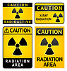 Vector clipart: Radiation hazard stickers, four labels
