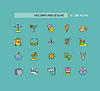 Vector clipart: Set of Thin Lines Icons Holidays and Leisure