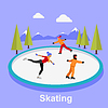 Vector clipart: People Skating Flat Style Design