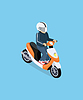 Векторный клипарт: Изометрические 3D Motorbiker с мотоциклом