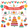 Vector clipart: Happy Birthday Flat Design Icons Set