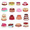 Vector clipart: Set of Decorated Cakes in Flat Design