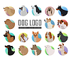 Vector clipart: Set of Dog Logos in Flat Style Design