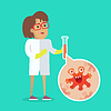 Vector clipart: Scientist Woman Investigate Bacterium