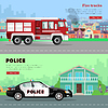Vector clipart: Fire Truck Driving to and Police Car