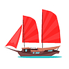 Vector clipart: Traditional Wooden Junk Ship Flat Icon