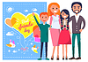 Vector clipart: Best Friends Day Template Poster with Family