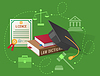 Vector clipart: Lawyers Licence, Books on Law and Academic Hat