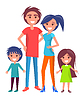 Vector clipart: Happy Family Poster with Parents and Two Children