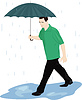 Vector clipart: Man in rain