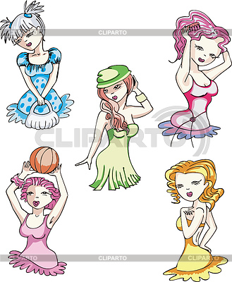 Retro Pin-Up Girls | Ilustración vectorial de stock |ID 3381304