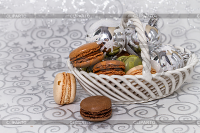 Navidad de fondo con macarons franceses | Foto de alta resolución |ID 3938173