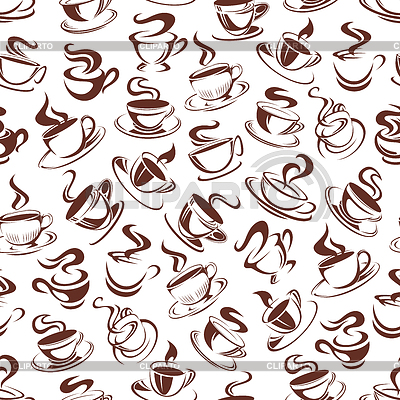 Patrón transparente de tazas de café | Ilustración vectorial de stock |ID 6624467