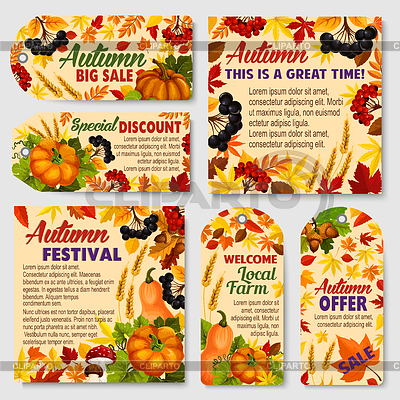 Autumn season sale tag and promotion label set | Stock Vector Graphics |ID 6625688