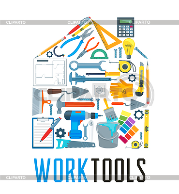 House with work tool icons for home repair design | Stock Vector Graphics |ID 6626318