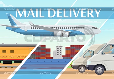 Servicio de entrega de correo, logística de envío | Ilustración vectorial de stock |ID 6915214