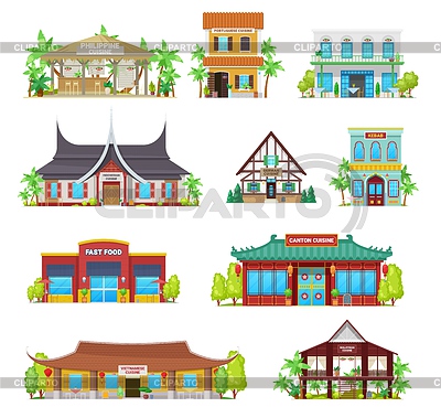 National cuisine restaurants buildings set | Stock Vector Graphics |ID 7084821