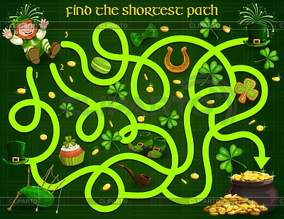 Kids maze game with st Patrick day characters | Stock Vector Graphics |ID 7111535