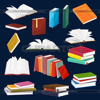 Book and textbook piles or stacks cartoon set | Stock Vector Graphics |ID 7176046