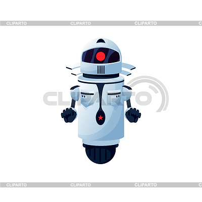 Robot androide con manos e interfaz en la cabeza. | Ilustración vectorial de stock |ID 7178952