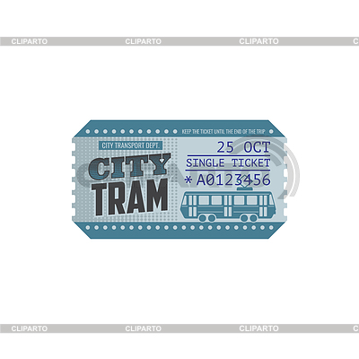 Billete sencillo con tarjeta de papel del tranvía de la ciudad | Ilustración vectorial de stock |ID 7236109