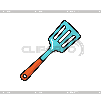 Espátula de cocina con icono de mango de madera | Ilustración vectorial de stock |ID 7252576