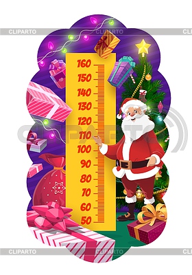 Weihnachtskinder Höhendiagramm, Cartoon Santa, Baum | Stock Vektorgrafik |ID 7256017